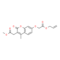 ChemSpider 2D Image | Methyl {7-[2-(allyloxy)-2-oxoethoxy]-4-methyl-2-oxo-2H-chromen-3-yl}acetate | C18H18O7