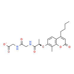 ChemSpider 2D Image | [(N-{(2R)-2-[(4-Butyl-8-methyl-2-oxo-2H-chromen-7-yl)oxy]propanoyl}glycyl)amino]acetate | C21H25N2O7