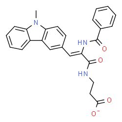 ChemSpider 2D Image | 3-{[(2Z)-2-(Benzoylamino)-3-(9-methyl-9H-carbazol-3-yl)-2-propenoyl]amino}propanoate | C26H22N3O4