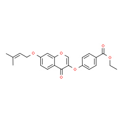 ChemSpider 2D Image | Ethyl 4-({7-[(3-methyl-2-buten-1-yl)oxy]-4-oxo-4H-chromen-3-yl}oxy)benzoate | C23H22O6