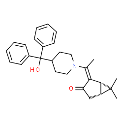 ChemSpider 2D Image | (1S,2Z,5R)-2-(1-{4-[Hydroxy(diphenyl)methyl]-1-piperidinyl}ethylidene)-6,6-dimethylbicyclo[3.1.0]hexan-3-one | C28H33NO2