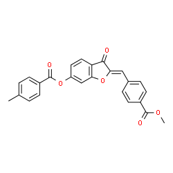 ChemSpider 2D Image | (2Z)-2-[4-(Methoxycarbonyl)benzylidene]-3-oxo-2,3-dihydro-1-benzofuran-6-yl 4-methylbenzoate | C25H18O6