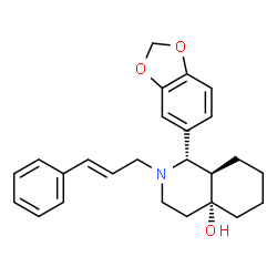 ChemSpider 2D Image | (1S,4aR,8aR)-1-(1,3-Benzodioxol-5-yl)-2-[(2E)-3-phenyl-2-propen-1-yl]octahydro-4a(2H)-isoquinolinol | C25H29NO3
