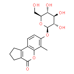 ChemSpider 2D Image | 6-Methyl-4-oxo-1,2,3,4-tetrahydrocyclopenta[c]chromen-7-yl beta-L-glucopyranoside | C19H22O8