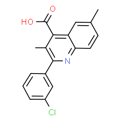 ChemSpider 2D Image | 2-(3-Chlorophenyl)-3,6-dimethyl-4-quinolinecarboxylic acid | C18H14ClNO2