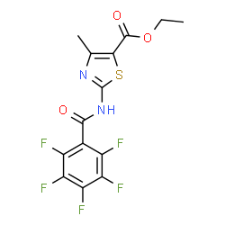 ChemSpider 2D Image | Ethyl 4-methyl-2-[(pentafluorobenzoyl)amino]-1,3-thiazole-5-carboxylate | C14H9F5N2O3S