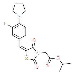ChemSpider 2D Image | Isopropyl {(5E)-5-[3-fluoro-4-(1-pyrrolidinyl)benzylidene]-2,4-dioxo-1,3-thiazolidin-3-yl}acetate | C19H21FN2O4S