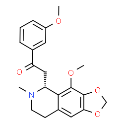 ChemSpider 2D Image | 2-[(5R)-4-Methoxy-6-methyl-5,6,7,8-tetrahydro[1,3]dioxolo[4,5-g]isoquinolin-5-yl]-1-(3-methoxyphenyl)ethanone | C21H23NO5