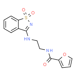 ChemSpider 2D Image | N-{2-[(1,1-Dioxido-1,2-benzothiazol-3-yl)amino]ethyl}-2-furamide | C14H13N3O4S