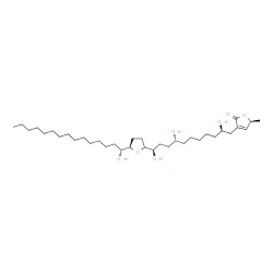 ChemSpider 2D Image | (5S)-5-Methyl-3-[(2R,8R,11R)-2,8,11-trihydroxy-11-{(5R)-5-[(1R)-1-hydroxypentadecyl]tetrahydro-2-furanyl}undecyl]-2(5H)-furanone | C35H64O7