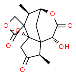 ChemSpider 2D Image | (2R,5S,7R,8S,11R)-5,11-Dihydroxy-2,7-dimethyl-3H,10H-spiro[9-oxatricyclo[6.3.1.0~1,5~]dodecane-6,3'-oxetane]-2',3,10-trione | C15H18O7