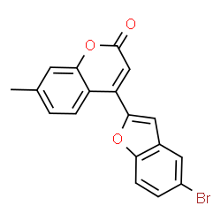 ChemSpider 2D Image | 4-(5-Bromo-1-benzofuran-2-yl)-7-methyl-2H-chromen-2-one | C18H11BrO3