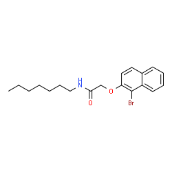 ChemSpider 2D Image | 2-[(1-Bromo-2-naphthyl)oxy]-N-heptylacetamide | C19H24BrNO2