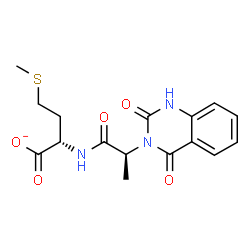 ChemSpider 2D Image | (2S)-2-{[(2S)-2-(2,4-Dioxo-1,4-dihydro-3(2H)-quinazolinyl)propanoyl]amino}-4-(methylsulfanyl)butanoate | C16H18N3O5S