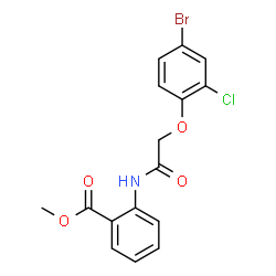 ChemSpider 2D Image | METHYL 2-[2-(4-BROMO-2-CHLOROPHENOXY)ACETAMIDO]BENZOATE | C16H13BrClNO4