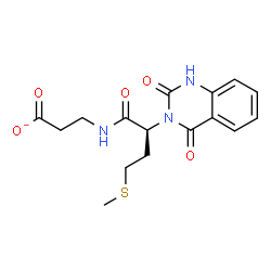 ChemSpider 2D Image | 3-{[(2S)-2-(2,4-Dioxo-1,4-dihydro-3(2H)-quinazolinyl)-4-(methylsulfanyl)butanoyl]amino}propanoate | C16H18N3O5S