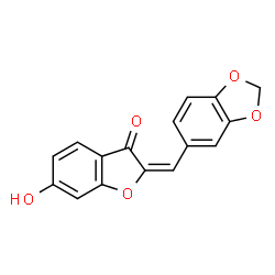 ChemSpider 2D Image | (2E)-2-(1,3-Benzodioxol-5-ylmethylene)-6-hydroxy-1-benzofuran-3(2H)-one | C16H10O5