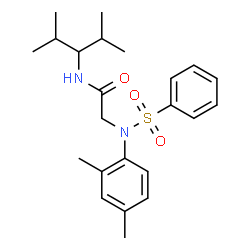 ChemSpider 2D Image | N-(2,4-Dimethyl-3-pentanyl)-N~2~-(2,4-dimethylphenyl)-N~2~-(phenylsulfonyl)glycinamide | C23H32N2O3S