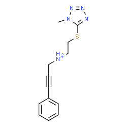 ChemSpider 2D Image | N-{2-[(1-Methyl-1H-tetrazol-5-yl)sulfanyl]ethyl}-3-phenyl-2-propyn-1-aminium | C13H16N5S
