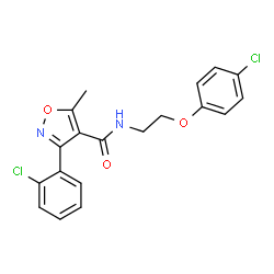 ChemSpider 2D Image | N-[2-(4-Chlorophenoxy)ethyl]-3-(2-chlorophenyl)-5-methyl-1,2-oxazole-4-carboxamide | C19H16Cl2N2O3