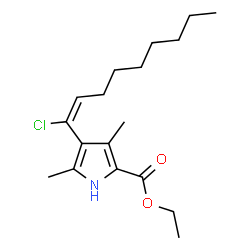 ChemSpider 2D Image | Ethyl 4-[(1E)-1-chloro-1-nonen-1-yl]-3,5-dimethyl-1H-pyrrole-2-carboxylate | C18H28ClNO2