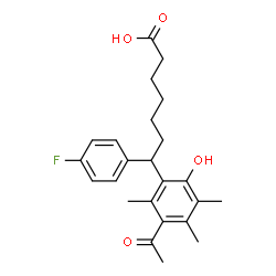 ChemSpider 2D Image | 7-(3-Acetyl-6-hydroxy-2,4,5-trimethylphenyl)-7-(4-fluorophenyl)heptanoic acid | C24H29FO4