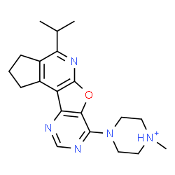 ChemSpider 2D Image | 4-(4-Isopropyl-2,3-dihydro-1H-cyclopenta[4',5']pyrido[3',2':4,5]furo[3,2-d]pyrimidin-7-yl)-1-methylpiperazin-1-ium | C20H26N5O