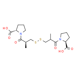 ChemSpider 2D Image | (2S)-1-[(2S)-3-({3-[(2S)-2-Carboxy-1-pyrrolidinyl]-2-methyl-3-oxopropyl}disulfanyl)-2-methylpropanoyl]-2-pyrrolidinecarboxylic acid | C18H28N2O6S2