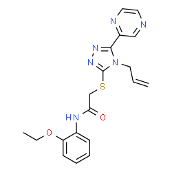 ChemSpider 2D Image | 2-{[4-Allyl-5-(2-pyrazinyl)-4H-1,2,4-triazol-3-yl]sulfanyl}-N-(2-ethoxyphenyl)acetamide | C19H20N6O2S