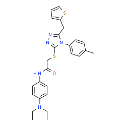 ChemSpider 2D Image | N-[4-(Diethylamino)phenyl]-2-{[4-(4-methylphenyl)-5-(2-thienylmethyl)-4H-1,2,4-triazol-3-yl]sulfanyl}acetamide | C26H29N5OS2