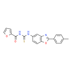 ChemSpider 2D Image | N-{[2-(4-Methylphenyl)-1,3-benzoxazol-5-yl]carbamothioyl}-2-furamide | C20H15N3O3S