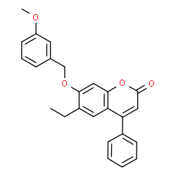 ChemSpider 2D Image | 6-Ethyl-7-[(3-methoxybenzyl)oxy]-4-phenyl-2H-chromen-2-one | C25H22O4