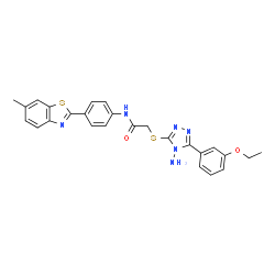 ChemSpider 2D Image | 2-[[4-Amino-5-(3-ethoxyphenyl)-4H-1,2,4-triazol-3-yl]thio]-N-[4-(6-methyl-2-benzothiazolyl)phenyl]acetamide | C26H24N6O2S2