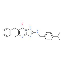 ChemSpider 2D Image | 6-Benzyl-2-[(4-isopropylbenzyl)amino]-5-methyl[1,2,4]triazolo[1,5-a]pyrimidin-7(1H)-one | C23H25N5O
