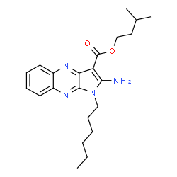 ChemSpider 2D Image | 3-Methylbutyl 2-amino-1-hexyl-1H-pyrrolo[2,3-b]quinoxaline-3-carboxylate | C22H30N4O2