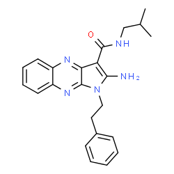 ChemSpider 2D Image | 2-Amino-N-isobutyl-1-(2-phenylethyl)-1H-pyrrolo[2,3-b]quinoxaline-3-carboxamide | C23H25N5O
