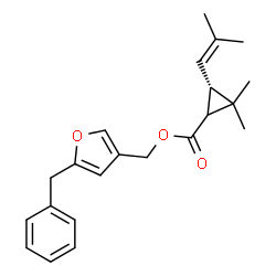 ChemSpider 2D Image | (5-Benzyl-3-furyl)methyl (3S)-2,2-dimethyl-3-(2-methyl-1-propen-1-yl)cyclopropanecarboxylate | C22H26O3