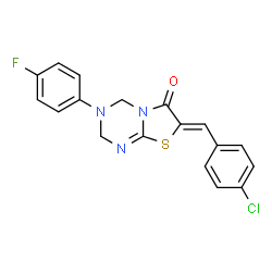 ChemSpider 2D Image | (7Z)-7-(4-Chlorobenzylidene)-3-(4-fluorophenyl)-3,4-dihydro-2H-[1,3]thiazolo[3,2-a][1,3,5]triazin-6(7H)-one | C18H13ClFN3OS