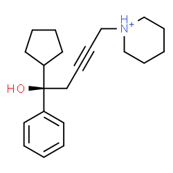 ChemSpider 2D Image | 1-[(5R)-5-Cyclopentyl-5-hydroxy-5-phenyl-2-pentyn-1-yl]piperidinium | C21H30NO