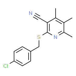 ChemSpider 2D Image | 2-[(4-Chlorobenzyl)sulfanyl]-4,5,6-trimethylnicotinonitrile | C16H15ClN2S