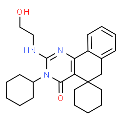 ChemSpider 2D Image | 3-Cyclohexyl-2-[(2-hydroxyethyl)amino]-3H-spiro[benzo[h]quinazoline-5,1'-cyclohexan]-4(6H)-one | C25H33N3O2