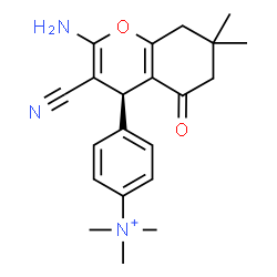 ChemSpider 2D Image | 4-[(4S)-2-Amino-3-cyano-7,7-dimethyl-5-oxo-5,6,7,8-tetrahydro-4H-chromen-4-yl]-N,N,N-trimethylanilinium | C21H26N3O2
