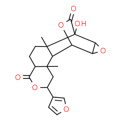 ChemSpider 2D Image | 5-(3-Furyl)-12-hydroxy-3,11-dimethyl-6,14,16-trioxapentacyclo[10.3.2.0~2,11~.0~3,8~.0~13,15~]heptadecane-7,17-dione | C20H22O7