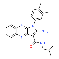 ChemSpider 2D Image | 2-Amino-1-(3,4-dimethylphenyl)-N-isobutyl-1H-pyrrolo[2,3-b]quinoxaline-3-carboxamide | C23H25N5O