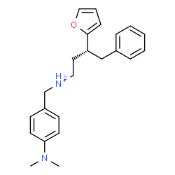 ChemSpider 2D Image | (3R)-N-[4-(Dimethylamino)benzyl]-3-(2-furyl)-4-phenyl-1-butanaminium | C23H29N2O