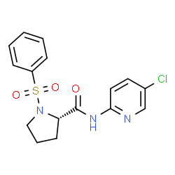 ChemSpider 2D Image | N-(5-Chloro-2-pyridinyl)-1-(phenylsulfonyl)-L-prolinamide | C16H16ClN3O3S