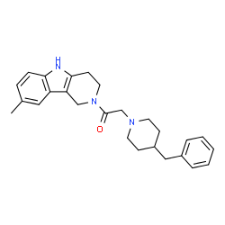 ChemSpider 2D Image | 2-(4-Benzyl-1-piperidinyl)-1-(8-methyl-1,3,4,5-tetrahydro-2H-pyrido[4,3-b]indol-2-yl)ethanone | C26H31N3O