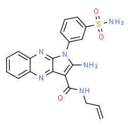 ChemSpider 2D Image | N-Allyl-2-amino-1-(3-sulfamoylphenyl)-1H-pyrrolo[2,3-b]quinoxaline-3-carboxamide | C20H18N6O3S