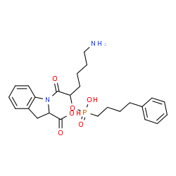 ChemSpider 2D Image | 1-(6-Amino-2-{[hydroxy(4-phenylbutyl)phosphoryl]oxy}hexanoyl)-2-indolinecarboxylic acid | C25H33N2O6P