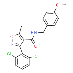 ChemSpider 2D Image | 3-(2,6-Dichlorophenyl)-N-(4-methoxybenzyl)-5-methyl-1,2-oxazole-4-carboxamide | C19H16Cl2N2O3
